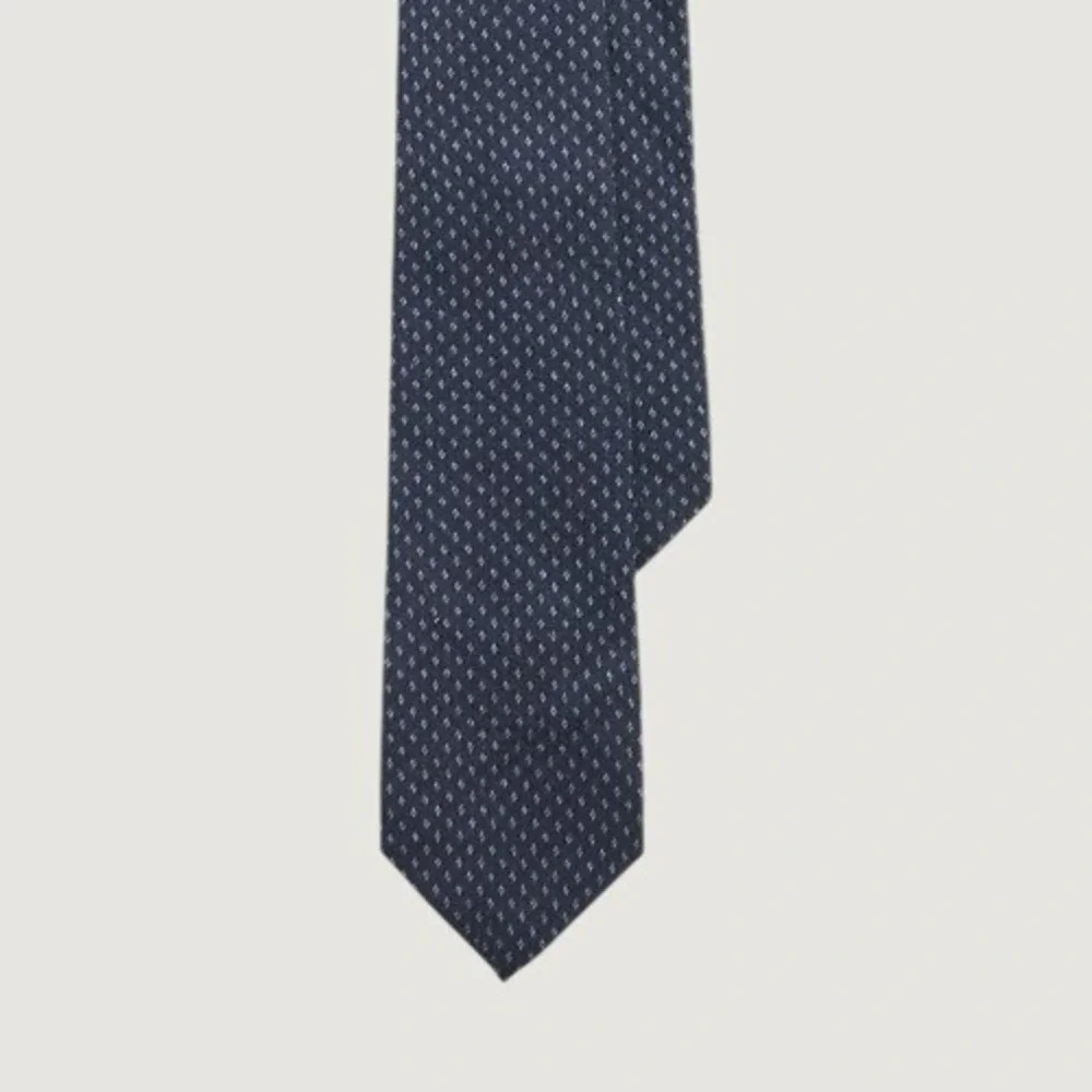 Ralph Lauren Purple Label Diamond Print Cashmere Silk Tie Navy Blue Italy NEW